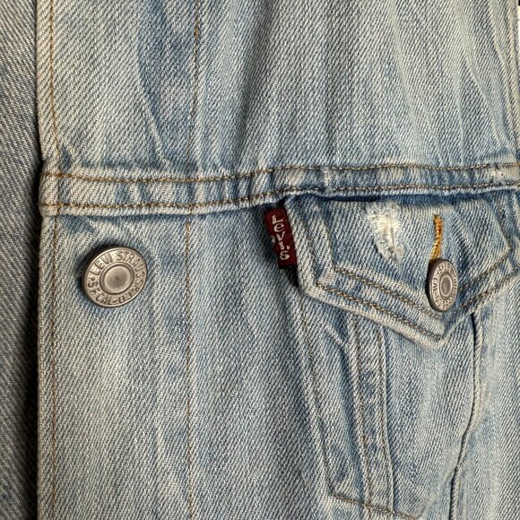 LEVI’S | Distressed Denim Vest with Evil Eye Pattern - M - Picture 11 of 13
